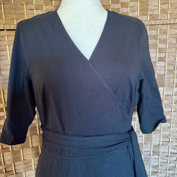 Black stretch knit eShakti wrap dress 1X / 18W - Picture 3 of 14